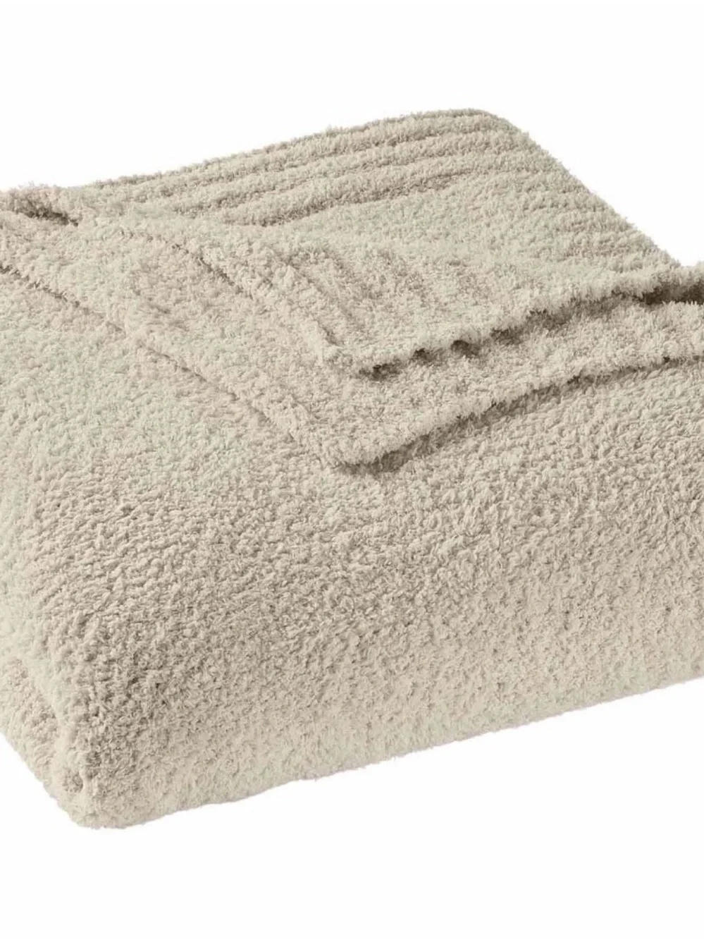 Better Homes And Gardens Cream Plush Sherpa Blanket with Gray Ribbon